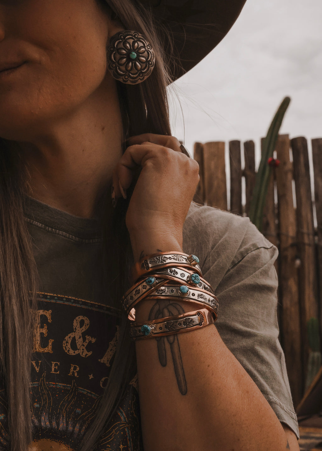 Navajo Copper & Sterling Silver Cuff - Turquoise