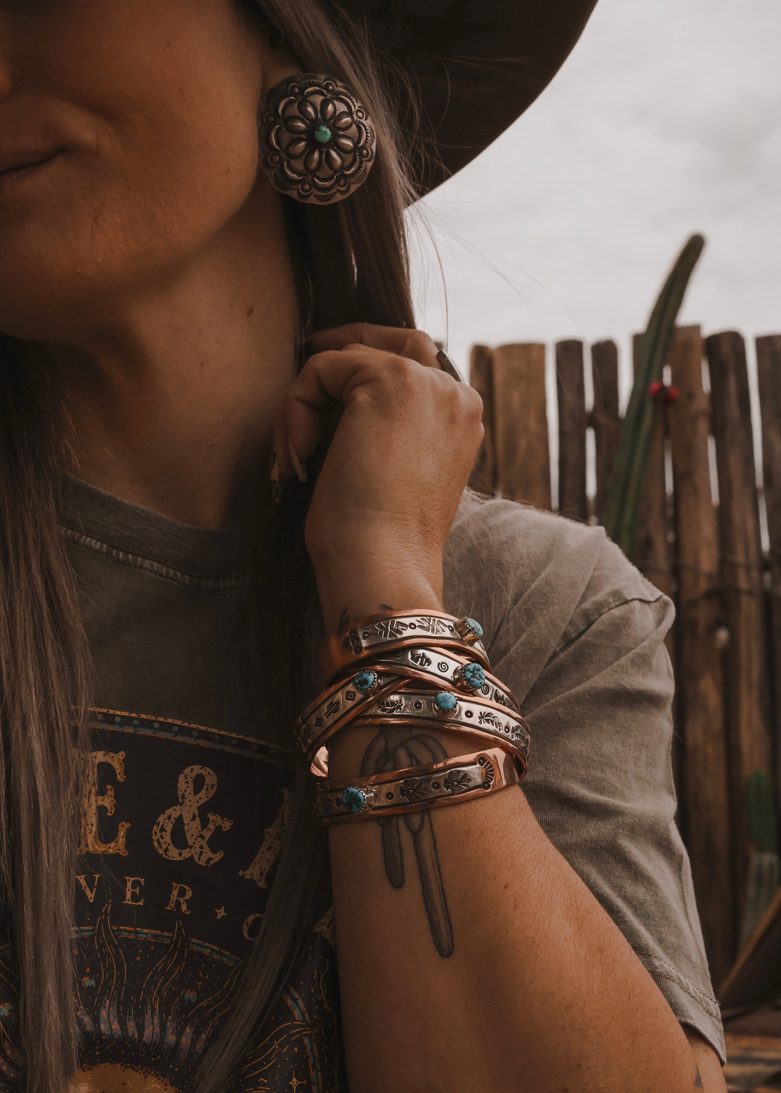 Navajo Copper & Sterling Silver Cuff - Turquoise