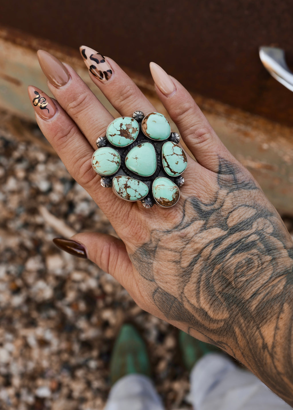 Sundown Statement Ring - Sonoran Ribbon Turquoise