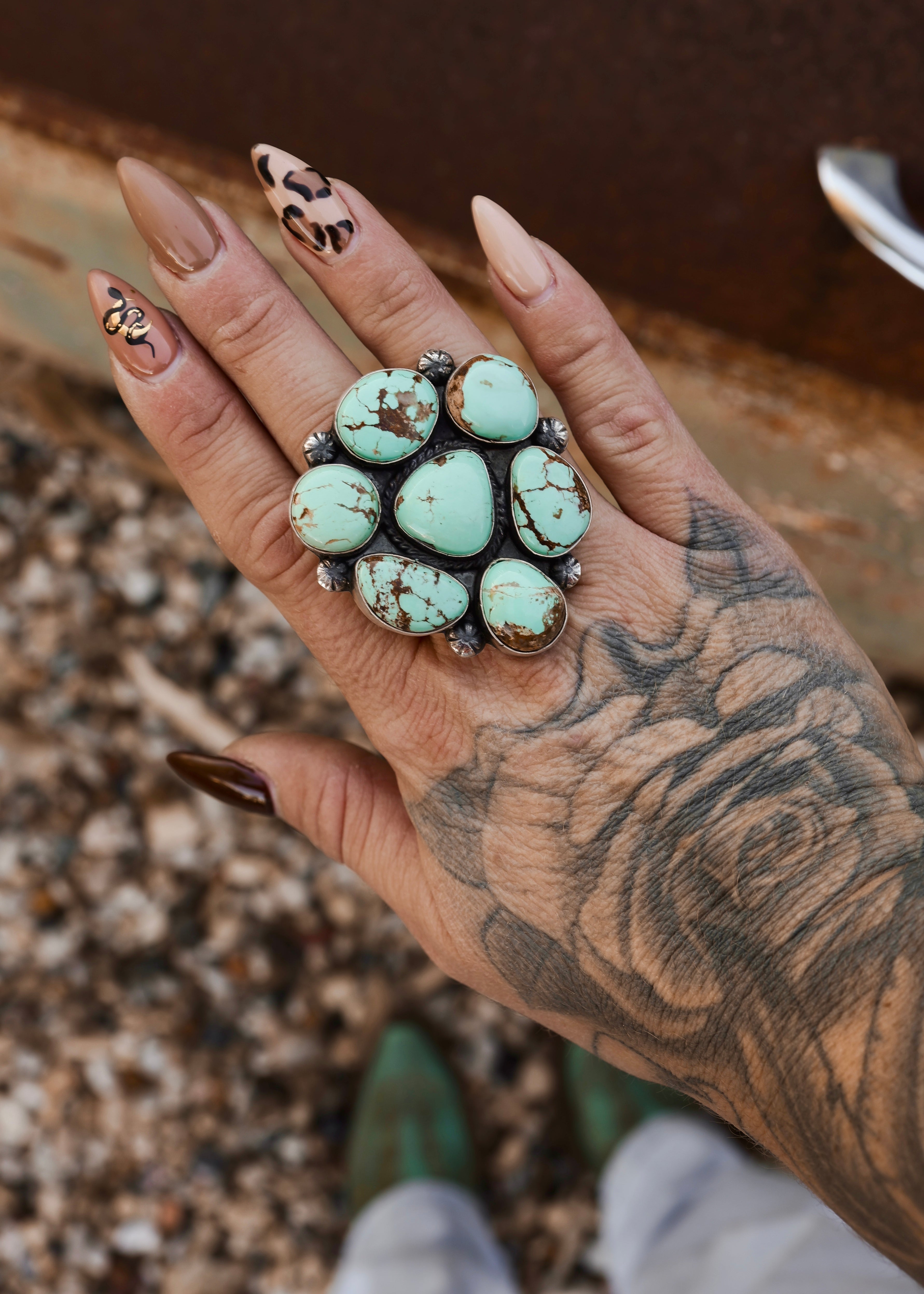 Sundown Statement Ring - Sonoran Ribbon Turquoise