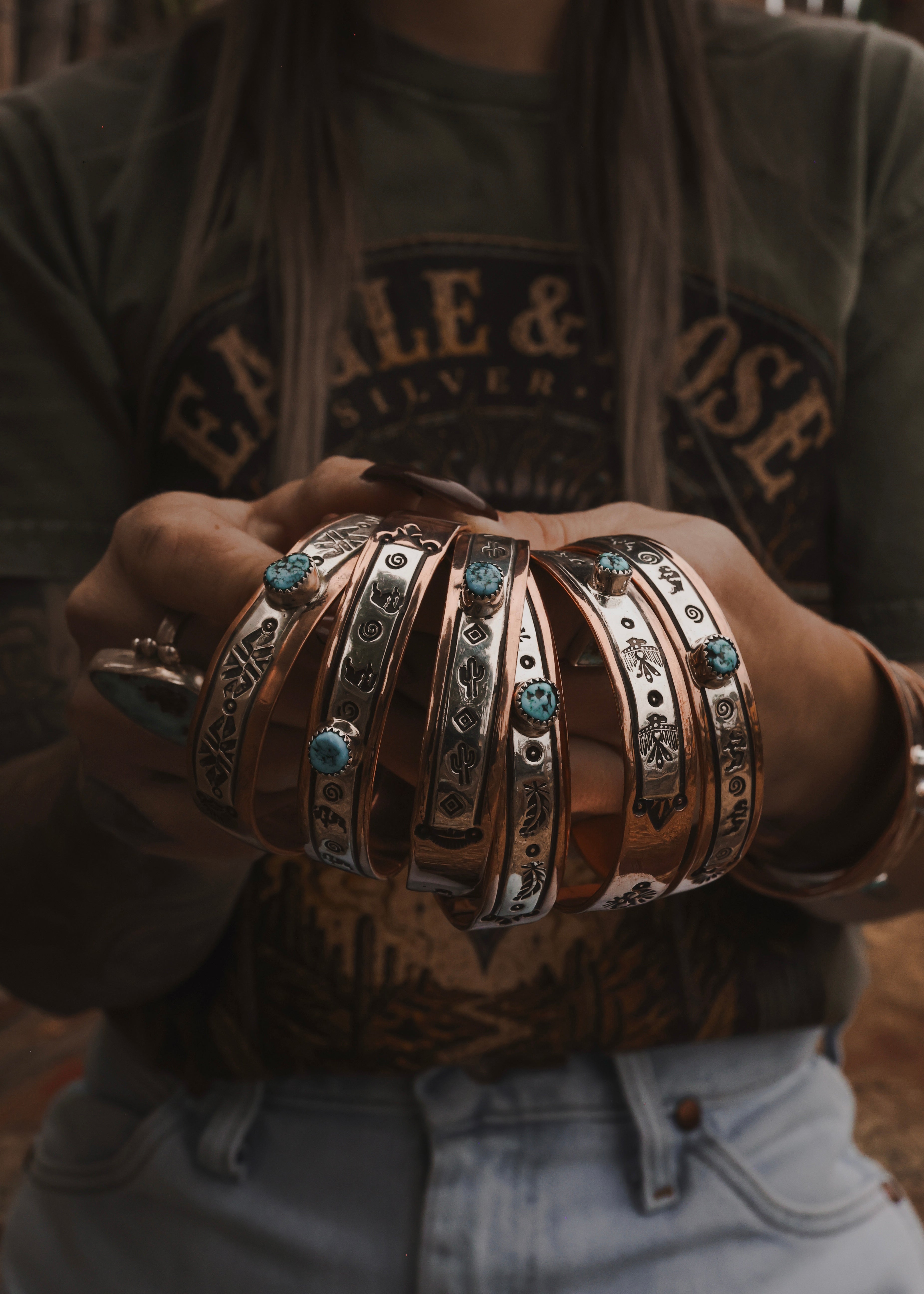 Navajo Copper & Sterling Silver Cuff - Turquoise