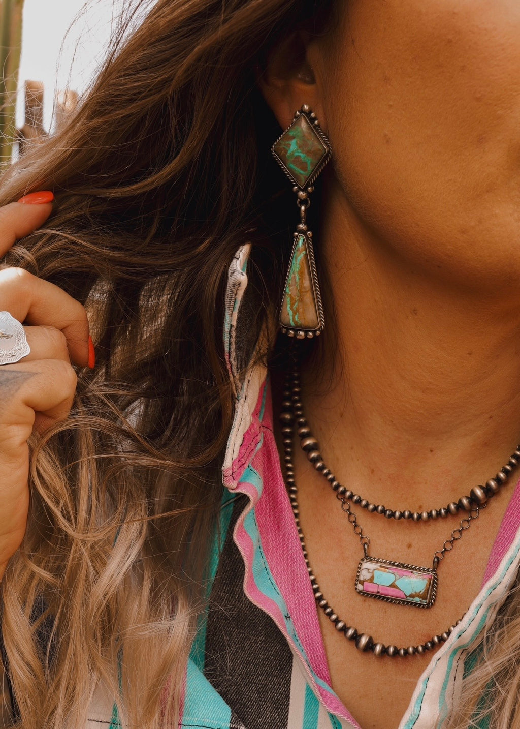 Wild Paloma Statement Earrings - Boulder Turquoise