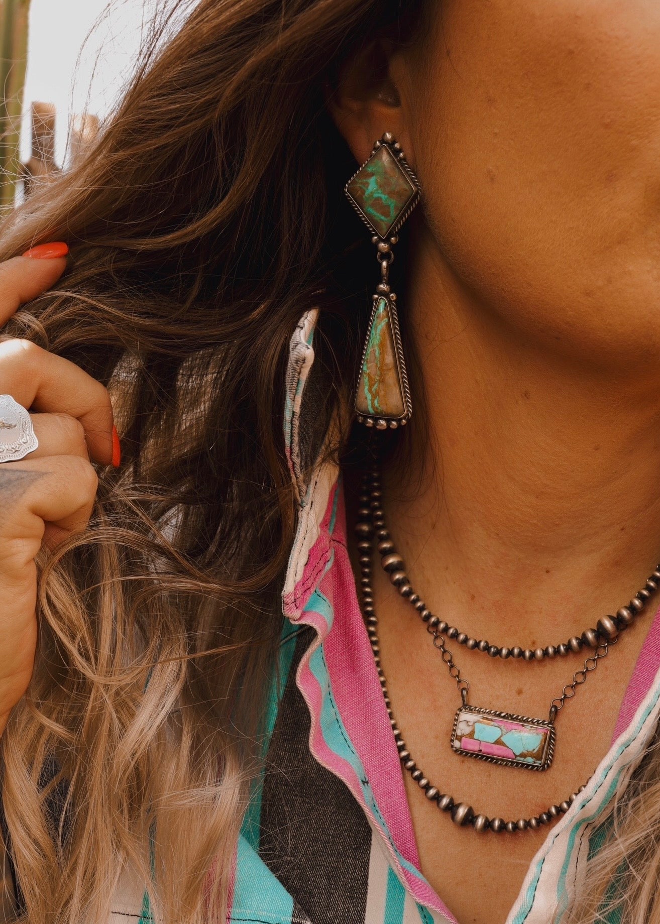 Wild Paloma Statement Earrings - Boulder Turquoise