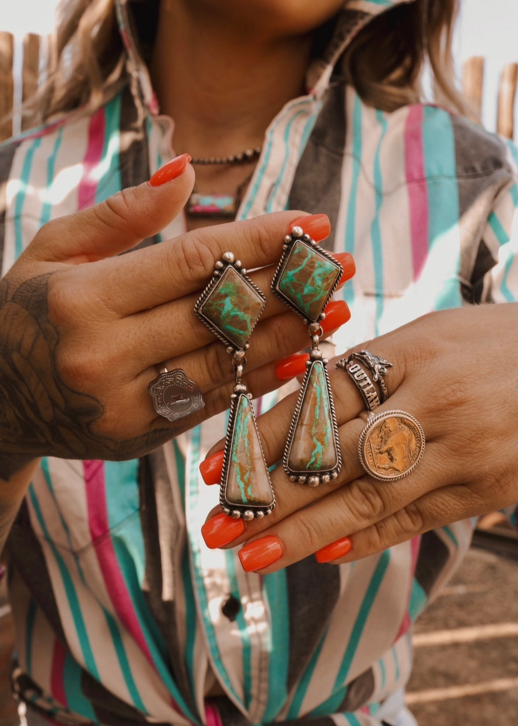 Wild Paloma Statement Earrings - Boulder Turquoise