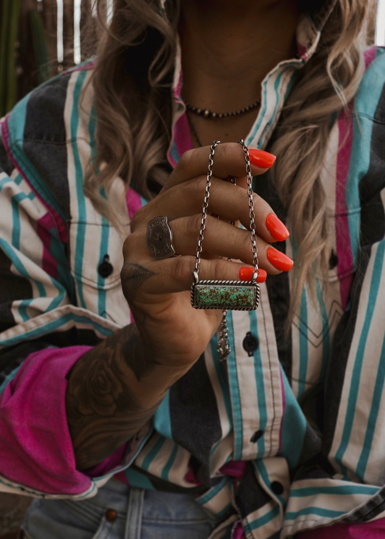 Classic Bar Necklace - Number 8 Turquoise