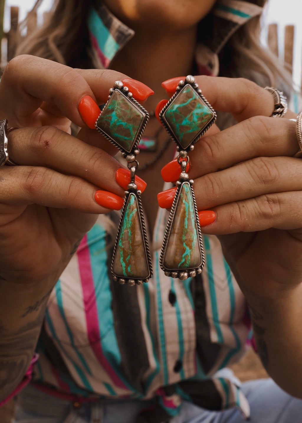 Wild Paloma Statement Earrings - Boulder Turquoise