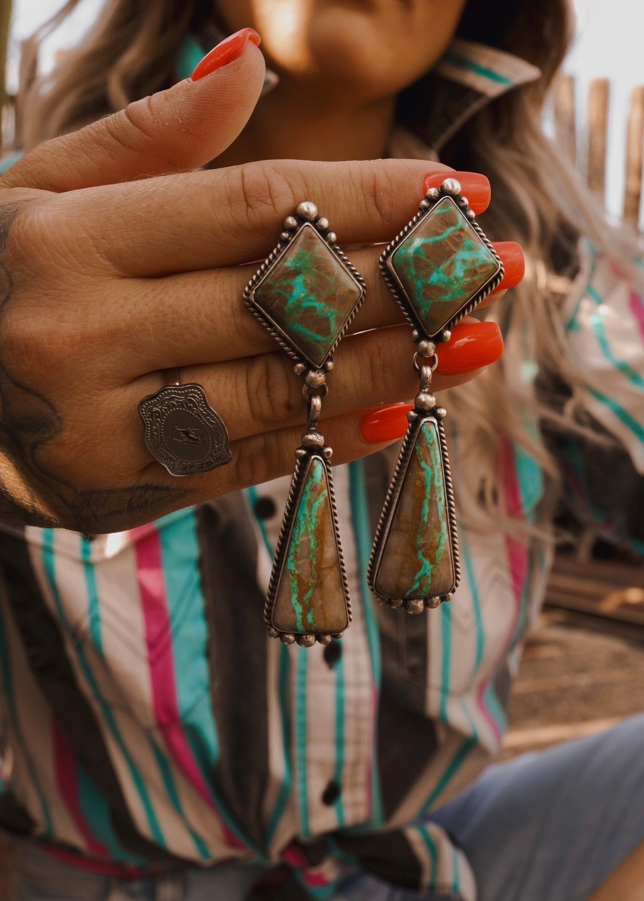 Wild Paloma Statement Earrings - Boulder Turquoise