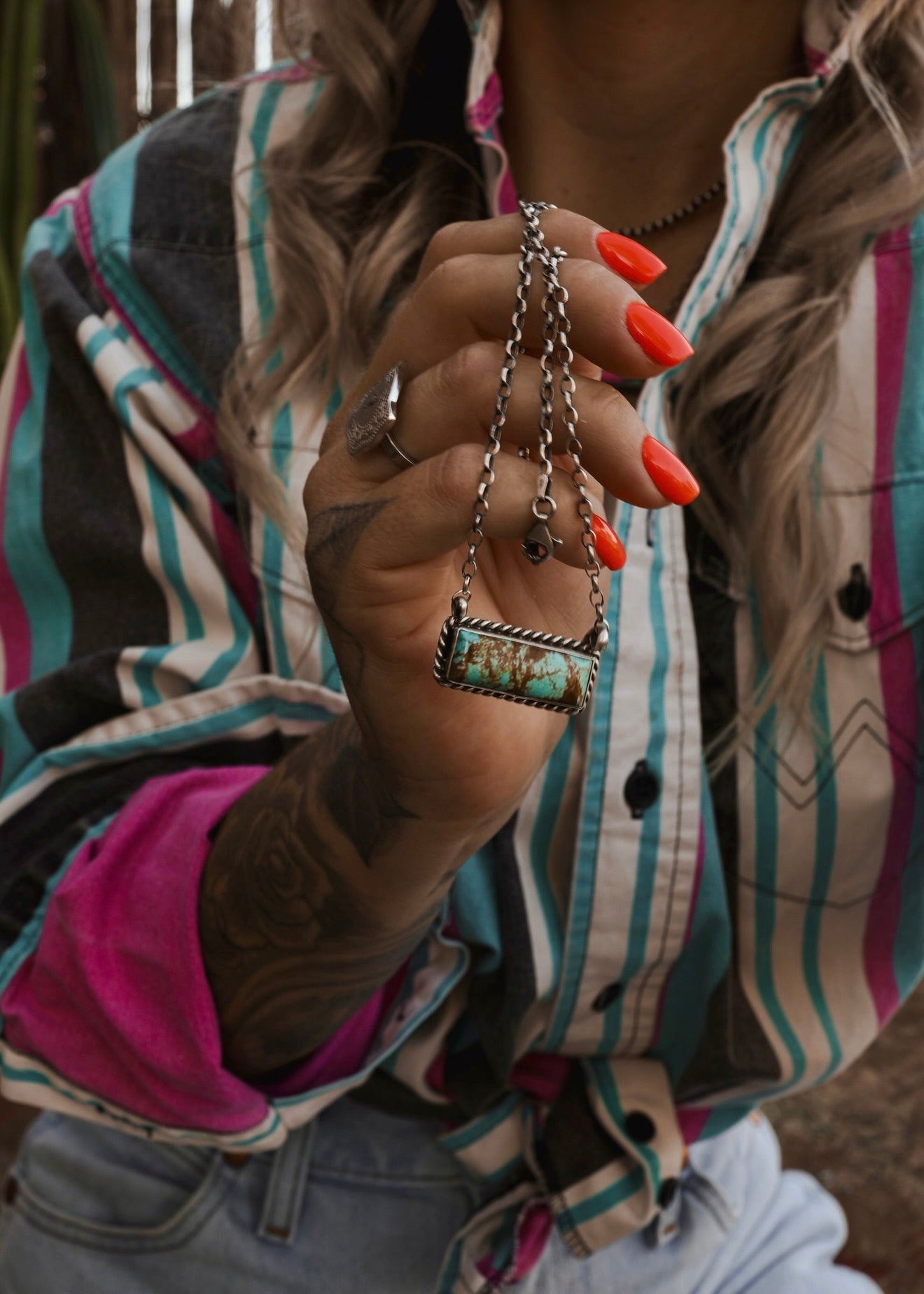 Classic Bar Necklace - Kingman Turquoise