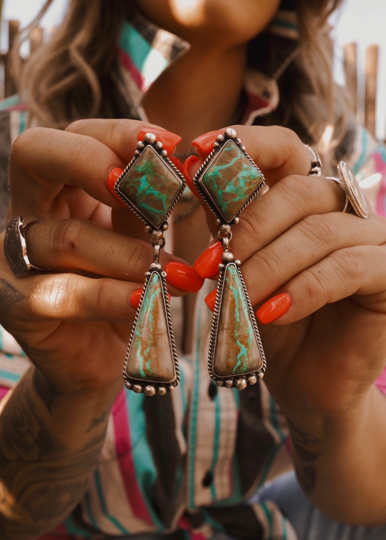 Wild Paloma Statement Earrings - Boulder Turquoise