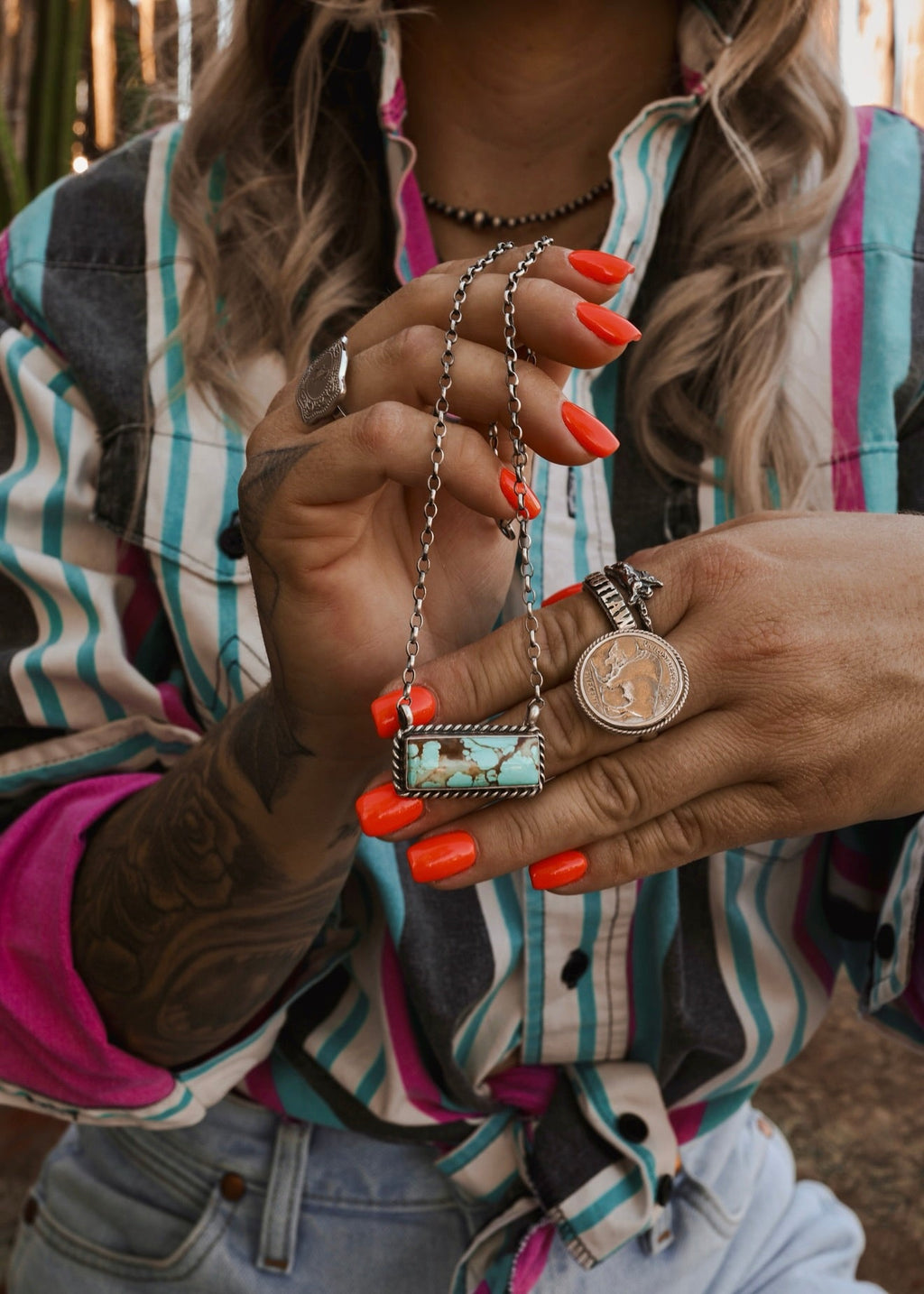 Classic Bar Necklace - Kingman Turquoise