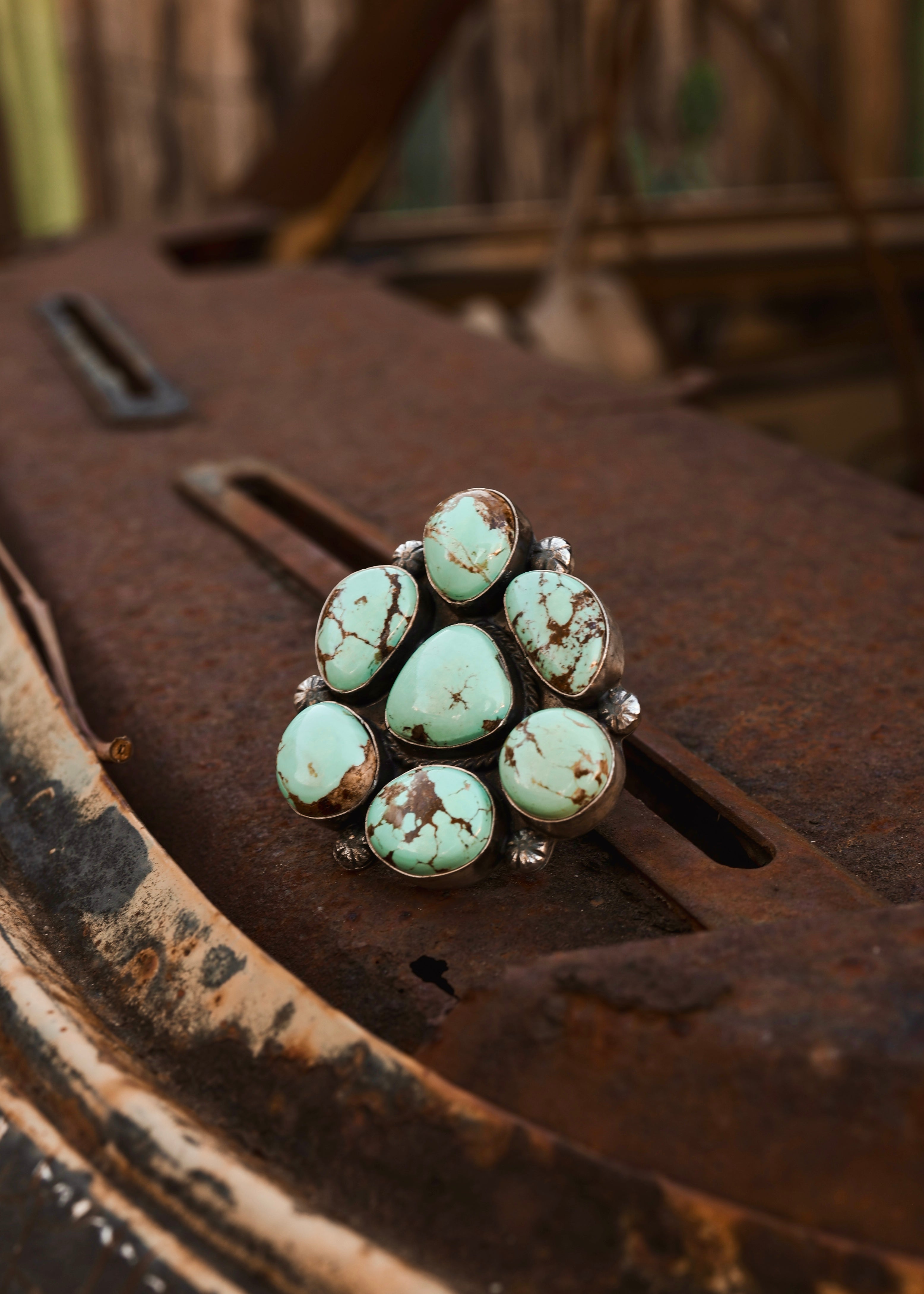 Sundown Statement Ring - Sonoran Ribbon Turquoise