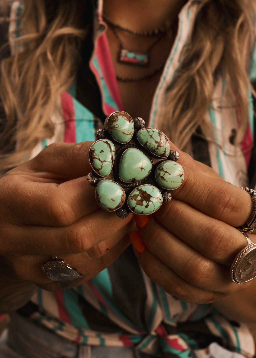 Sundown Statement Ring - Sonoran Ribbon Turquoise