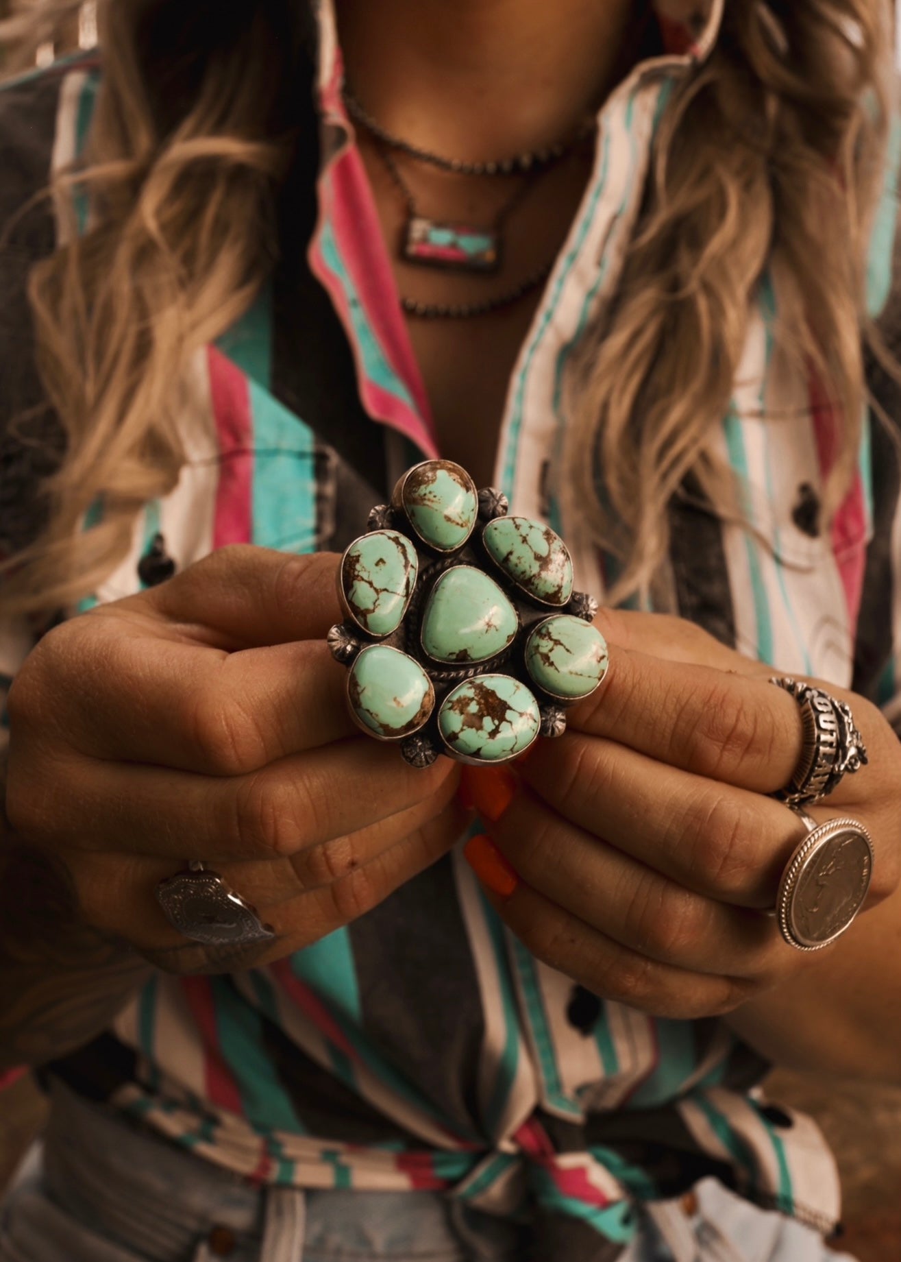 Sundown Statement Ring - Sonoran Ribbon Turquoise